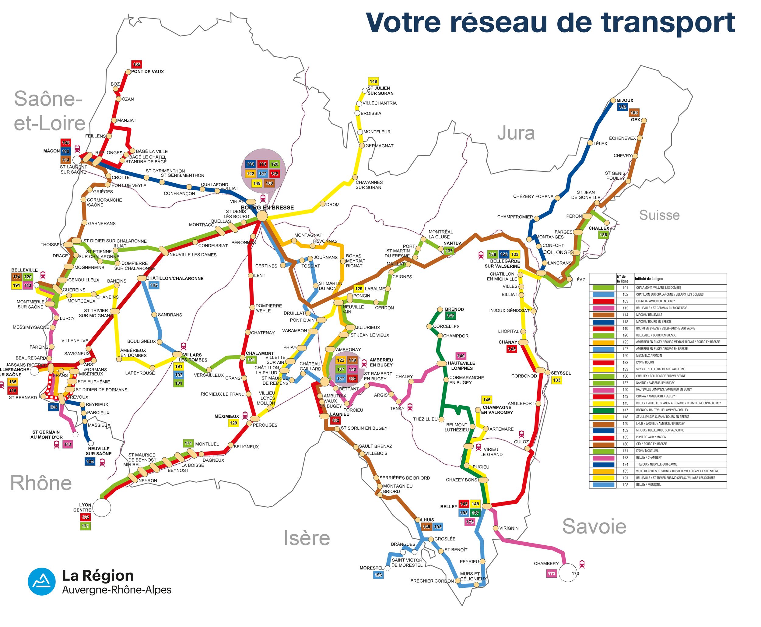 Carte du réseau car.ain.fr